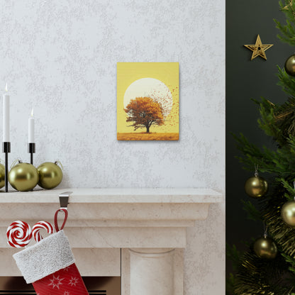 Tree in a Golden Sunset Digital Illustration Canvas Gallery Wraps