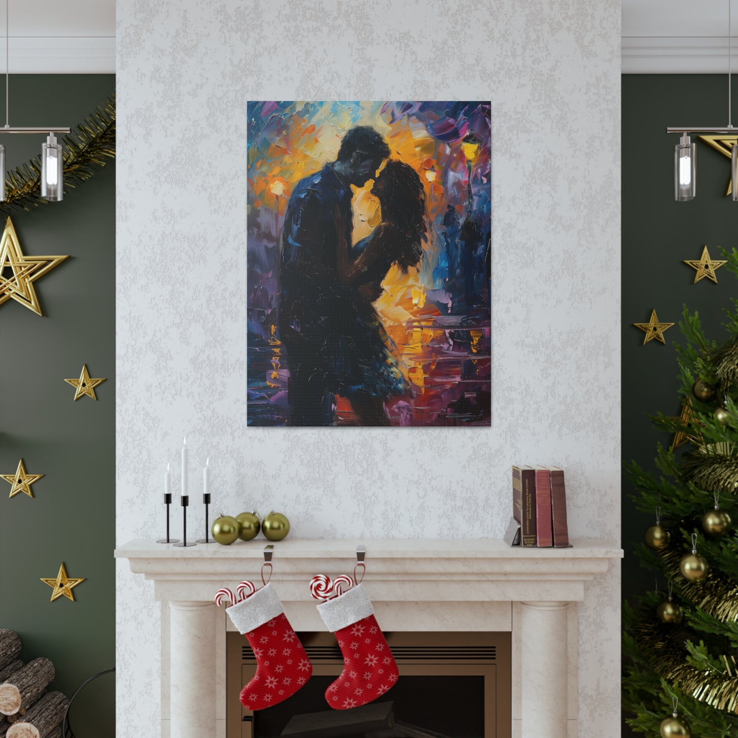 Couple - Leonid Afremov Style Digital Oil Painting Canvas Gallery Wraps