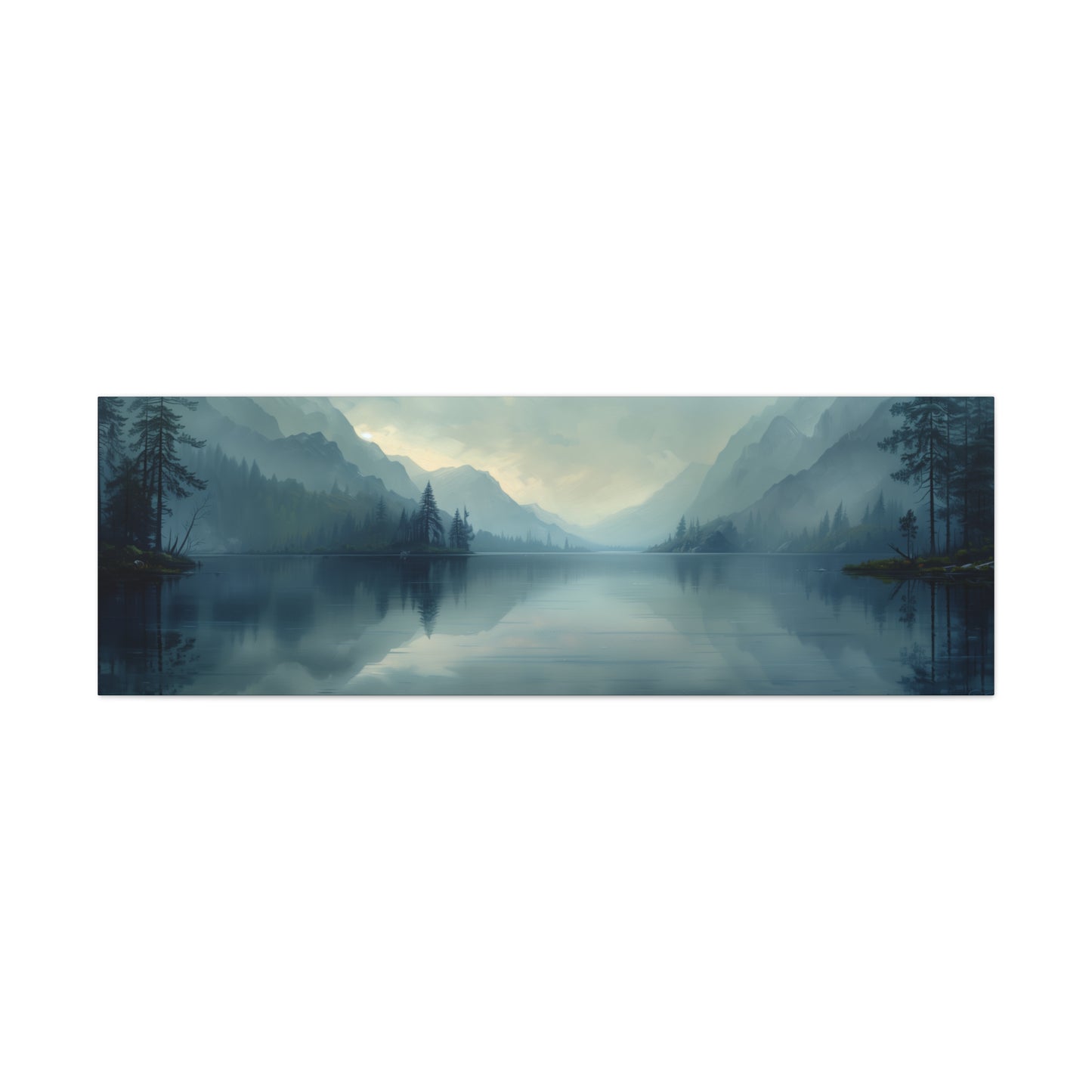 Deserted Scottish Lake - Morning Panorama Canvas Gallery Wraps