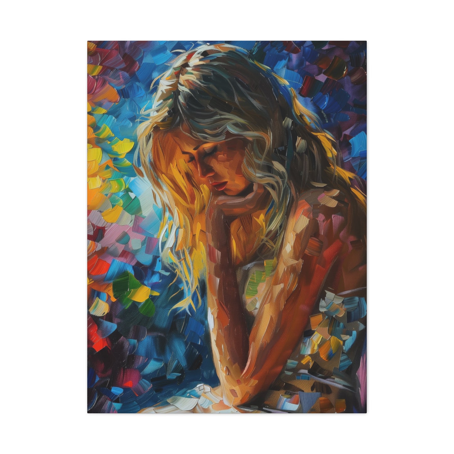 Cute Girl - Leonid Afremov Style Digital Oil Painting Canvas Gallery Wraps