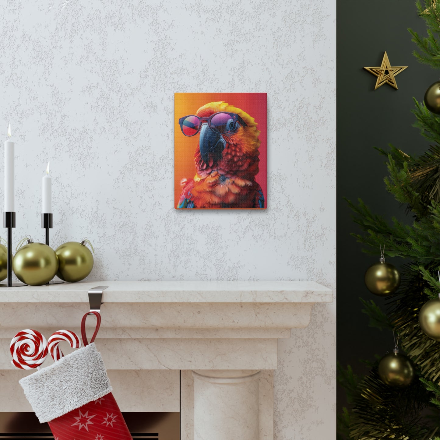 Parrot Wearing Sunglasses - Illustration Canvas Gallery Wraps