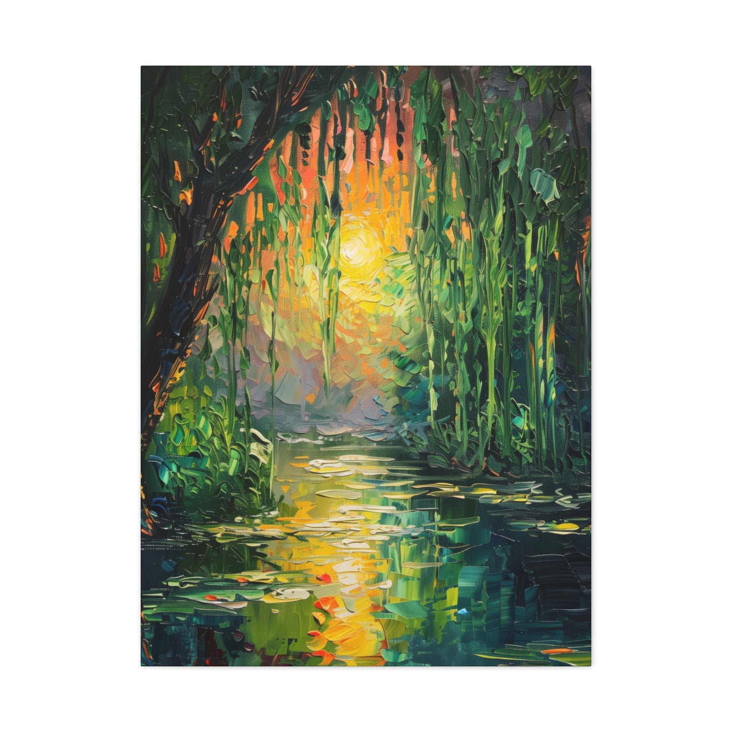 Lake in a Forest - Claude Monet Style Digital Print Canvas Gallery Wraps