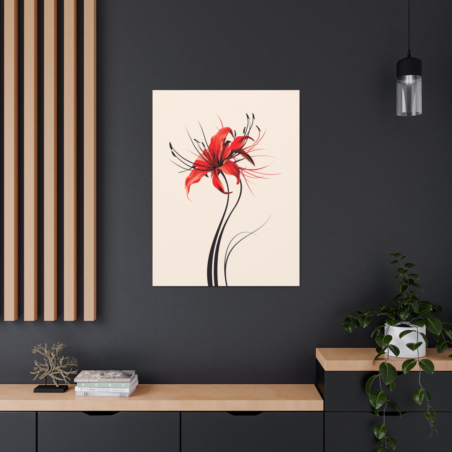 Red Spider Lily Flower Digital Illustration Canvas Gallery Wraps