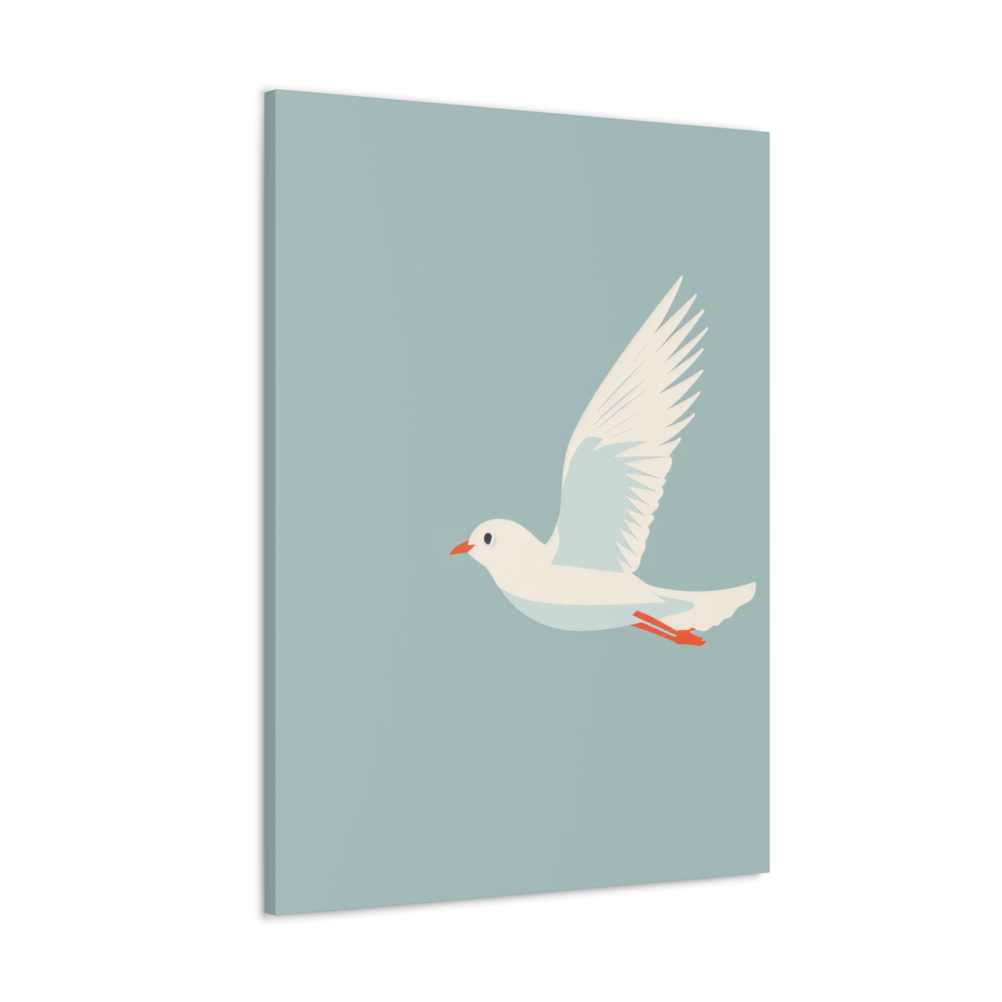 White Dove Flying Digital Illustration Canvas Gallery Wraps