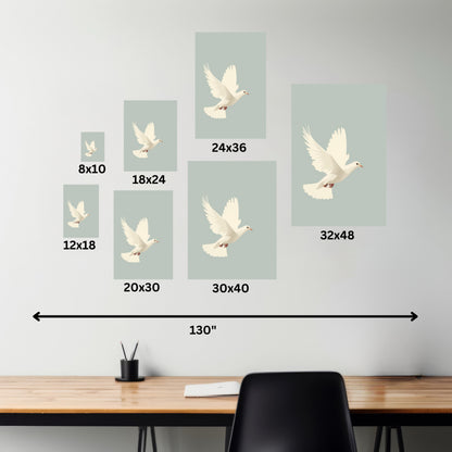 White Dove Digital Illustration Canvas Gallery Wraps