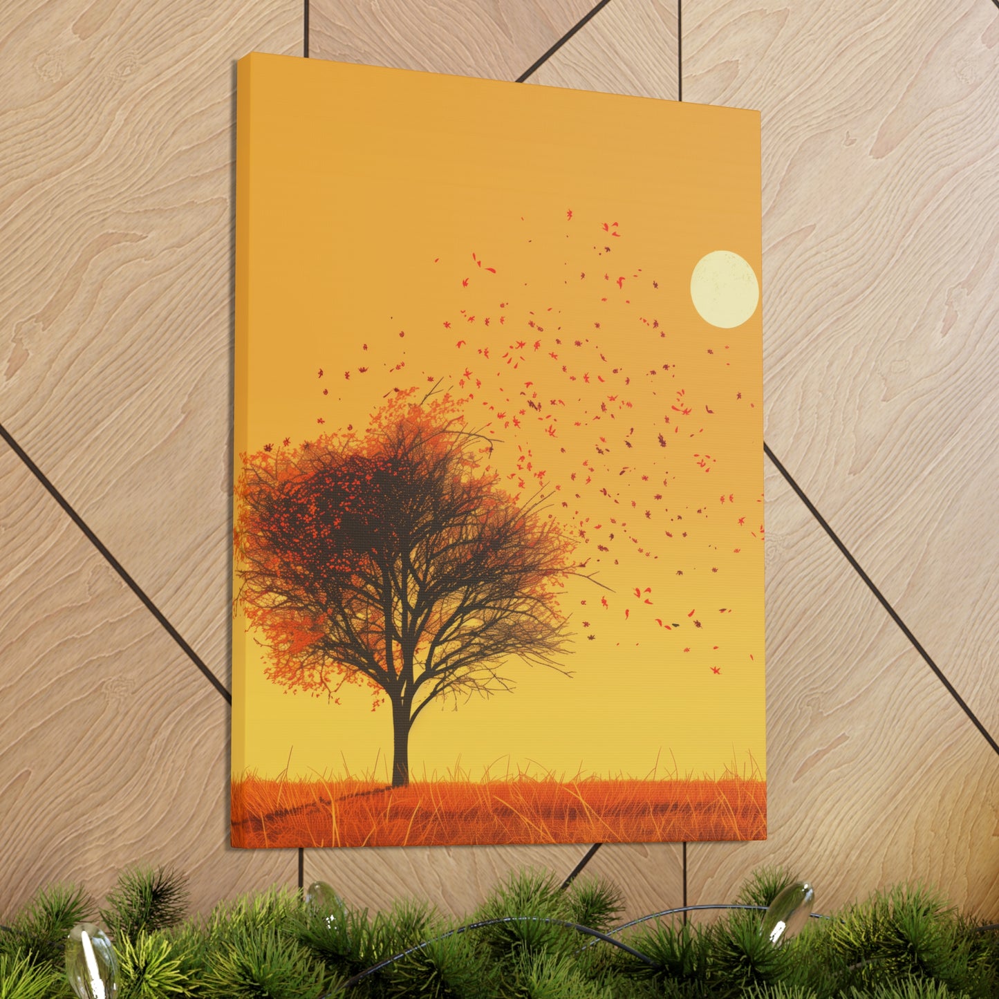 Tree in a Golden Sunset Digital Illustration Canvas Gallery Wraps