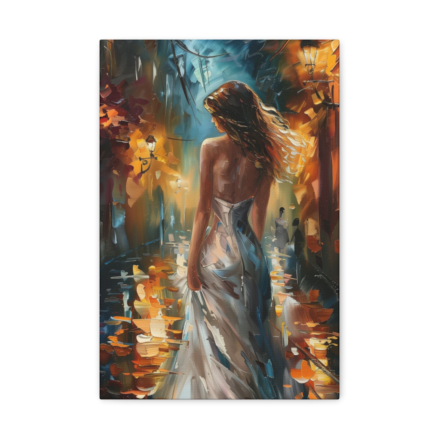 bride walking in street - Leonid Afremov Style Digital Print Canvas Gallery Wraps