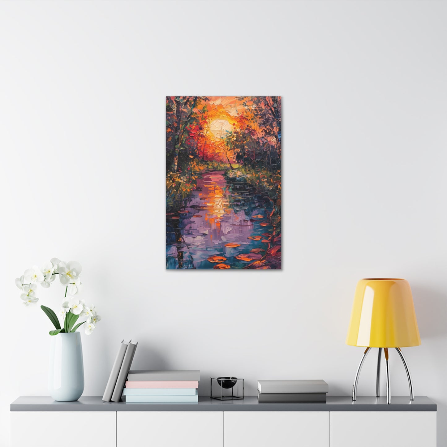 Pond in a Forest - Claude Monet Style Digital Print Canvas Gallery Wraps