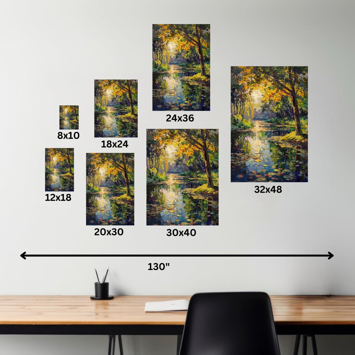 River in a Forest - Claude Monet Style Digital Print Canvas Gallery Wraps