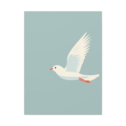 White Dove Flying Digital Illustration Canvas Gallery Wraps