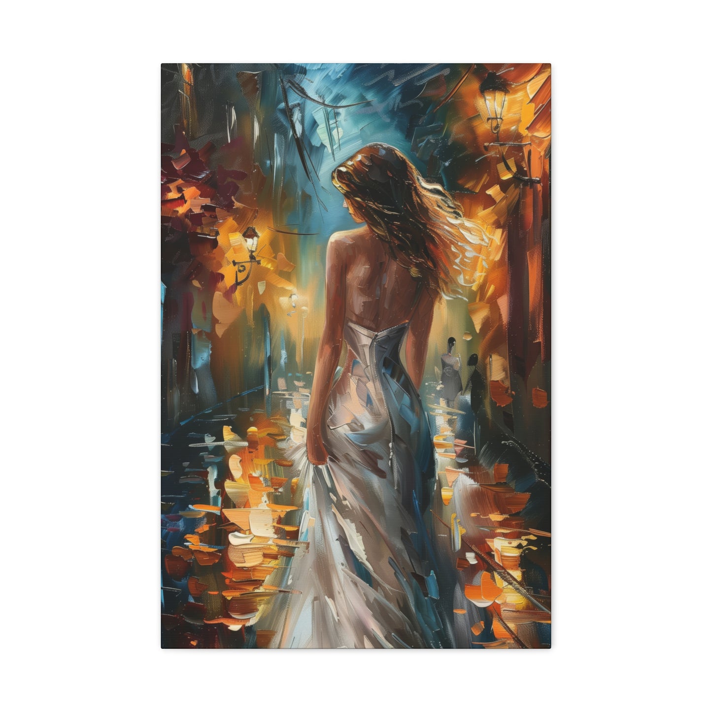 bride walking in street - Leonid Afremov Style Digital Print Canvas Gallery Wraps