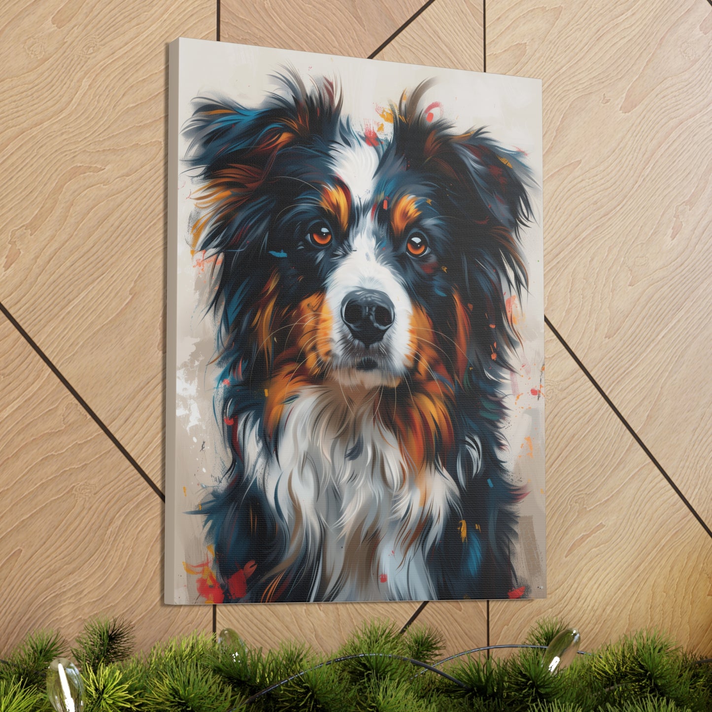 Border Collie Dog - Abstract Illustration Canvas Gallery Wraps