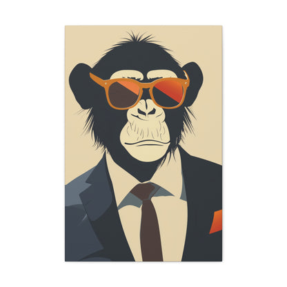 Ape Wearing Suite and Sunglasses Digital Illustration Canvas Gallery Wraps