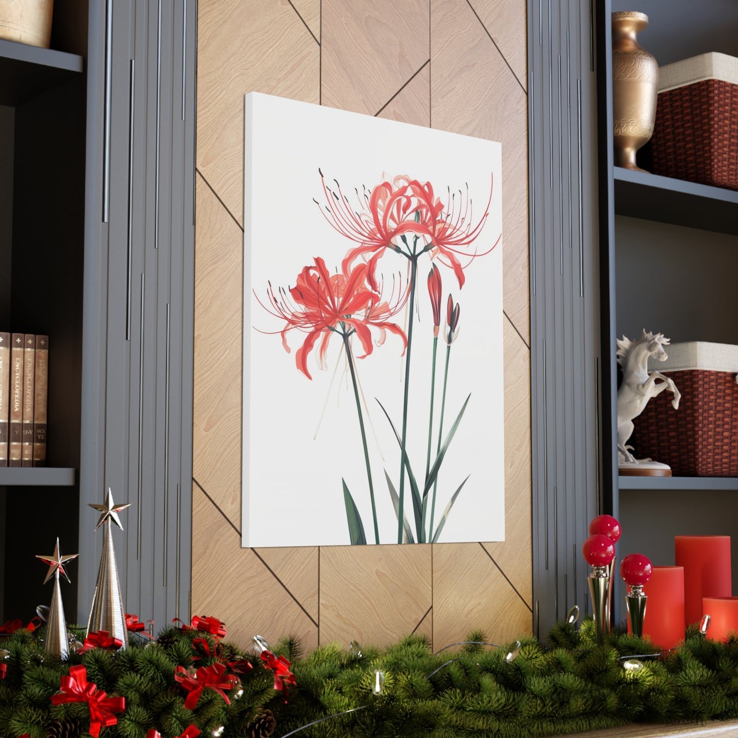 Red Spider Lily Flower Digital Illustration Canvas Gallery Wraps