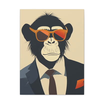 Ape Wearing Suite and Sunglasses Digital Illustration Canvas Gallery Wraps