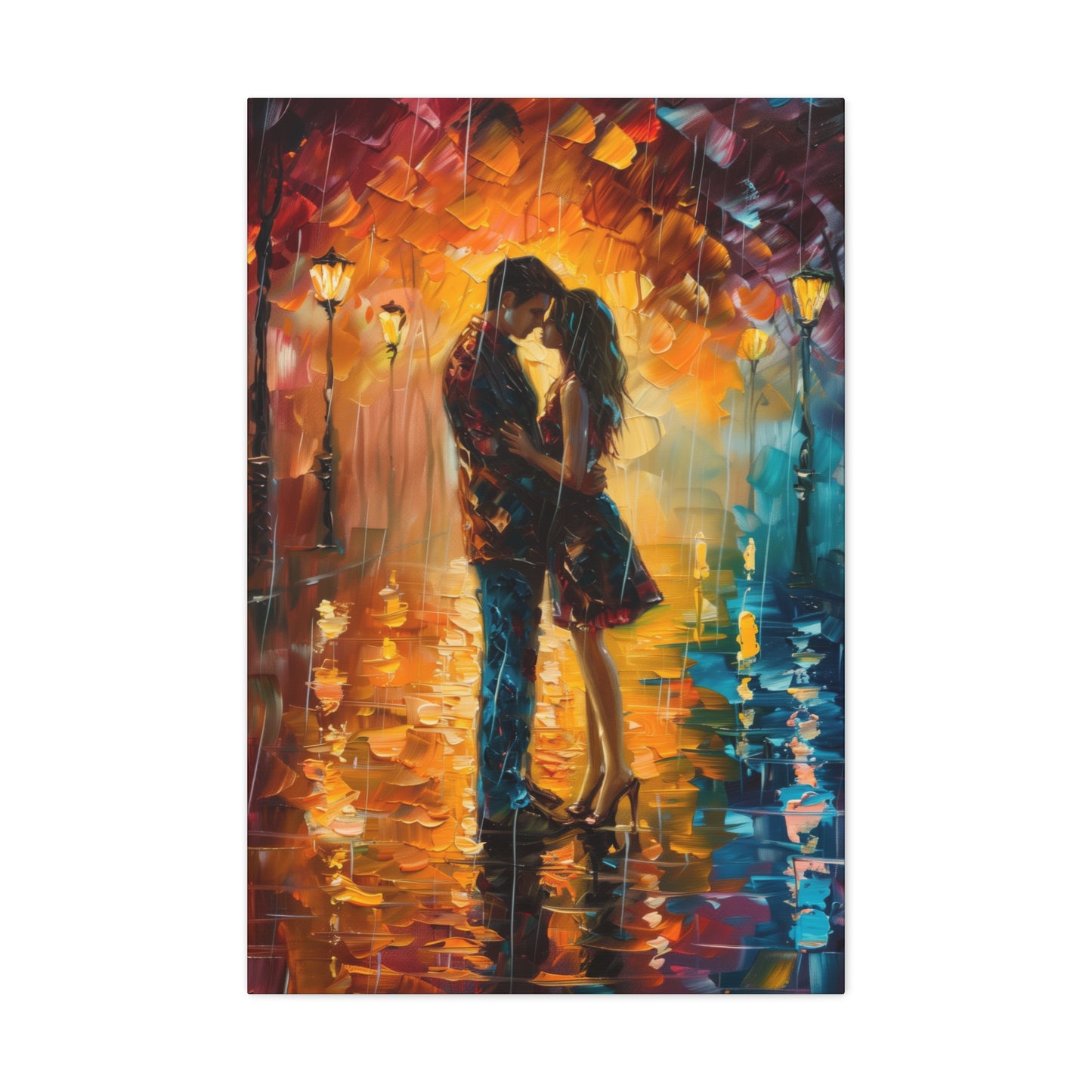 Couple - Leonid Afremov Style Digital Oil Painting Canvas Gallery Wraps