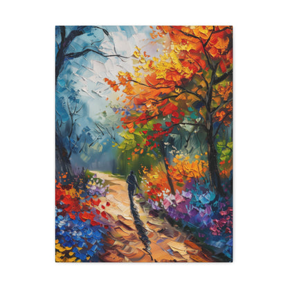 Person Running Through Autumn Forest - Leonid Afremov Oil Painting Canvas Gallery Wraps