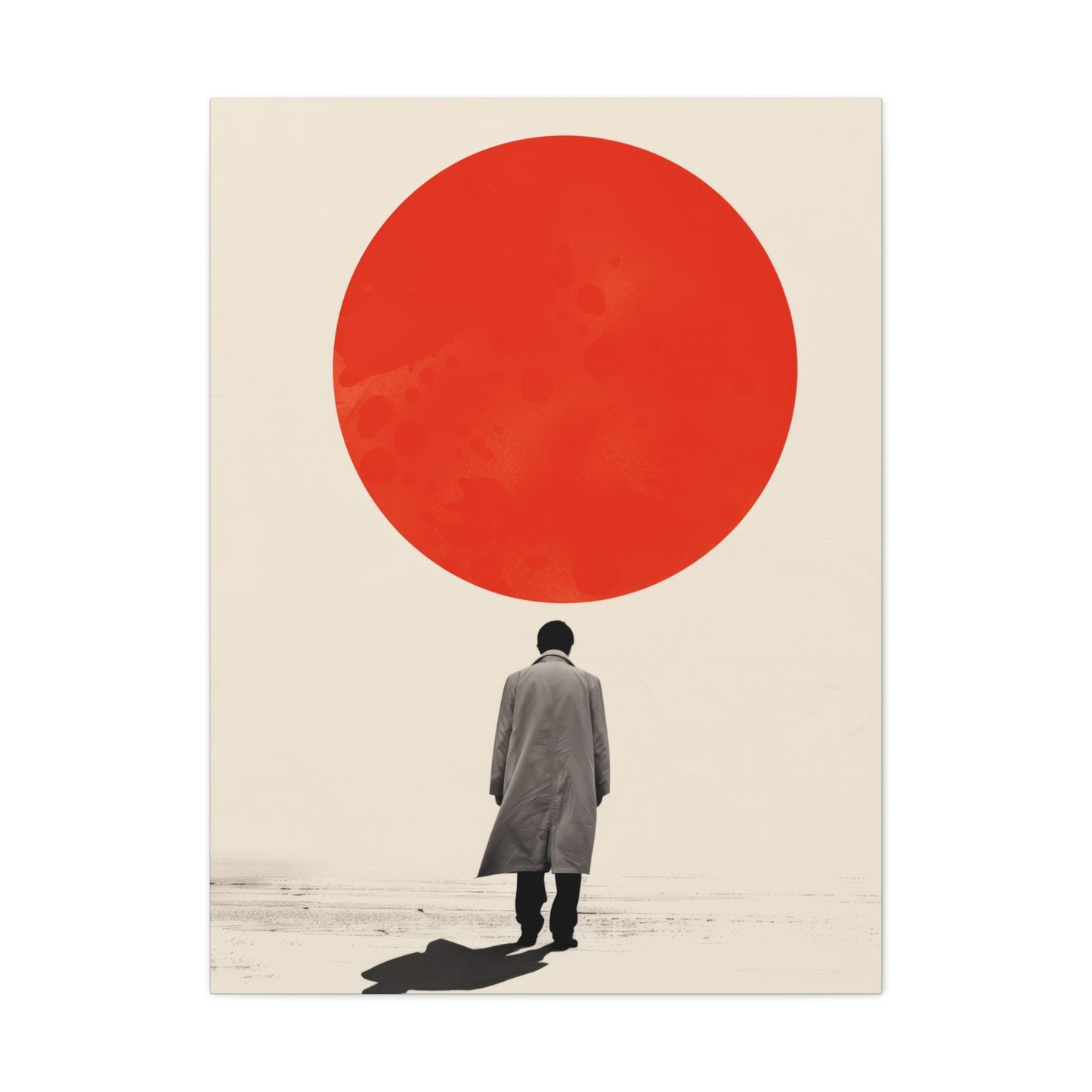 Man walking to red circle  - Takeshi Kitano Style Digital Illustration Canvas Gallery Wraps