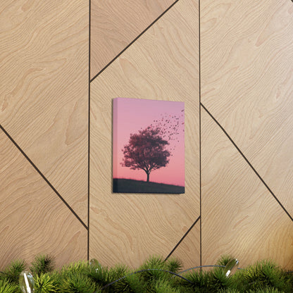 Tree in a Purple Sunset Digital Illustration Canvas Gallery Wraps