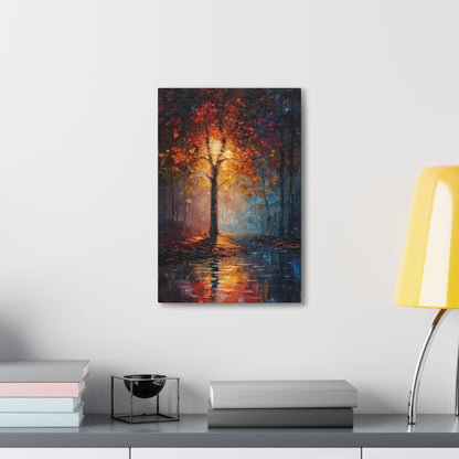 magical tree by the river in the forest - Leonid Afremov Style Digital Print Canvas Gallery Wraps