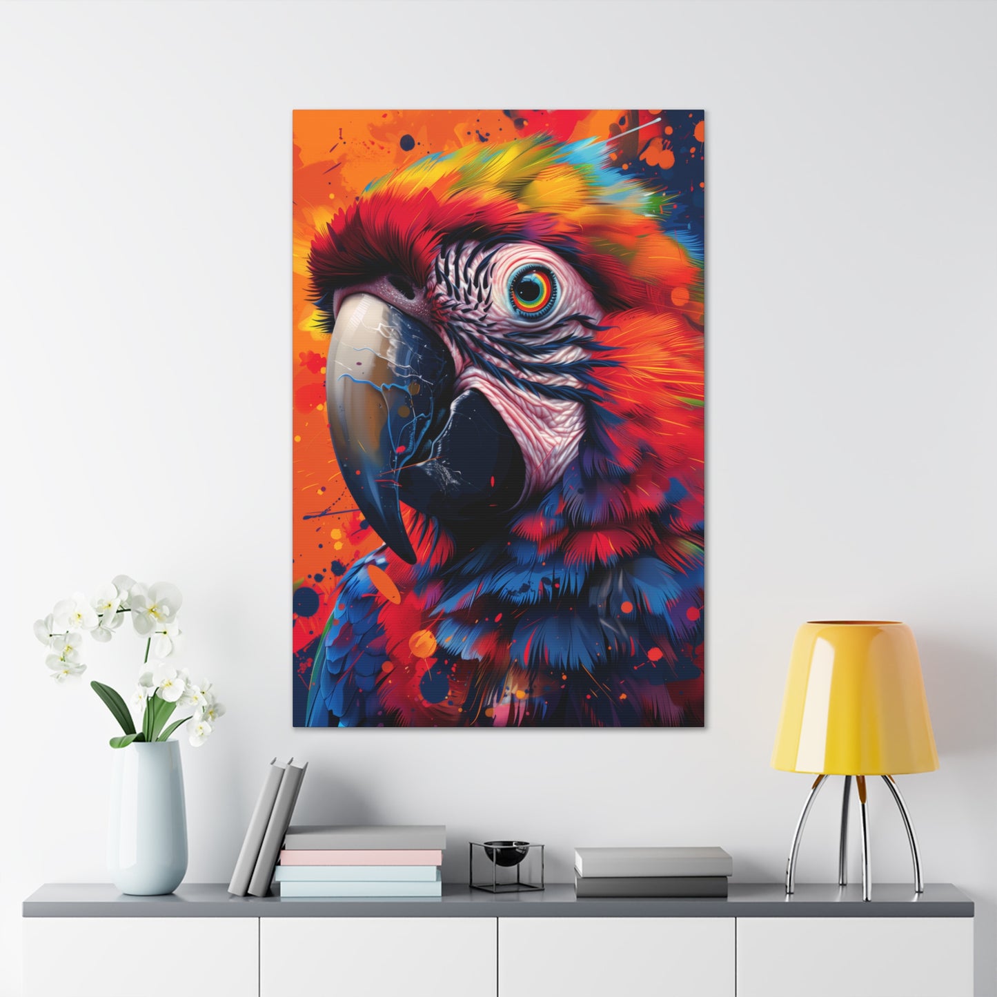 Macaw Parrot - Digital Illustration Canvas Gallery Wraps