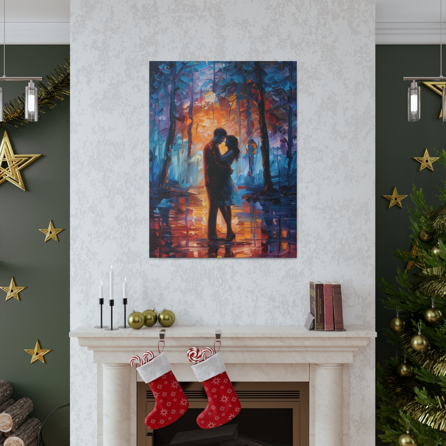 Couple - Leonid Afremov Style Digital Oil Painting Canvas Gallery Wraps