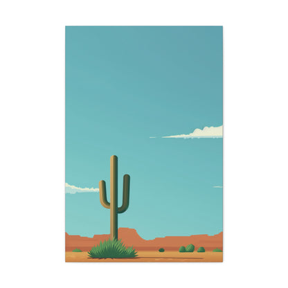 Saguaro Cactus in Desert - Illustration Canvas Gallery Wraps