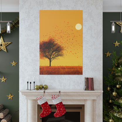 Tree in a Golden Sunset Digital Illustration Canvas Gallery Wraps