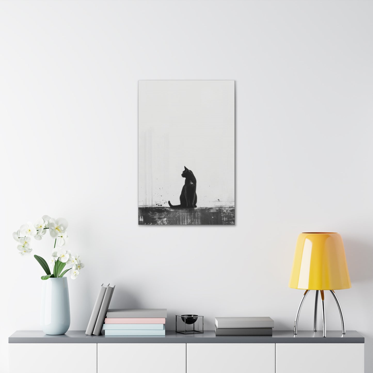 Black Cat Digital Illustration Canvas Gallery Wraps