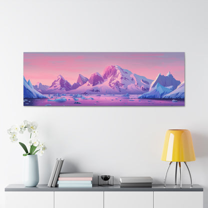 Snowy Mountain Evening - Digital Landscape Illustration Panorama Canvas Gallery Wraps