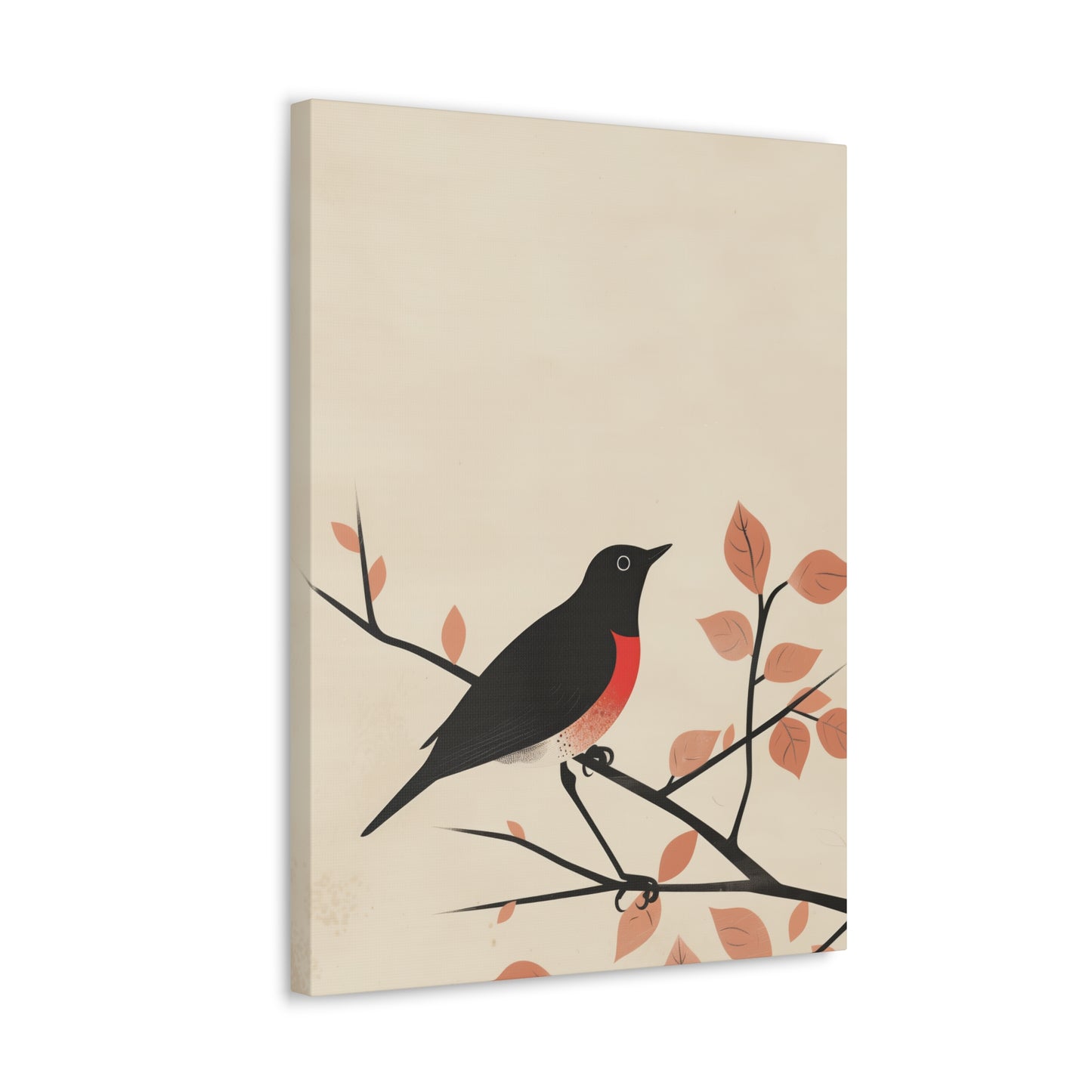 Bird siting on a tree branch Digital Illustration Canvas Gallery Wraps