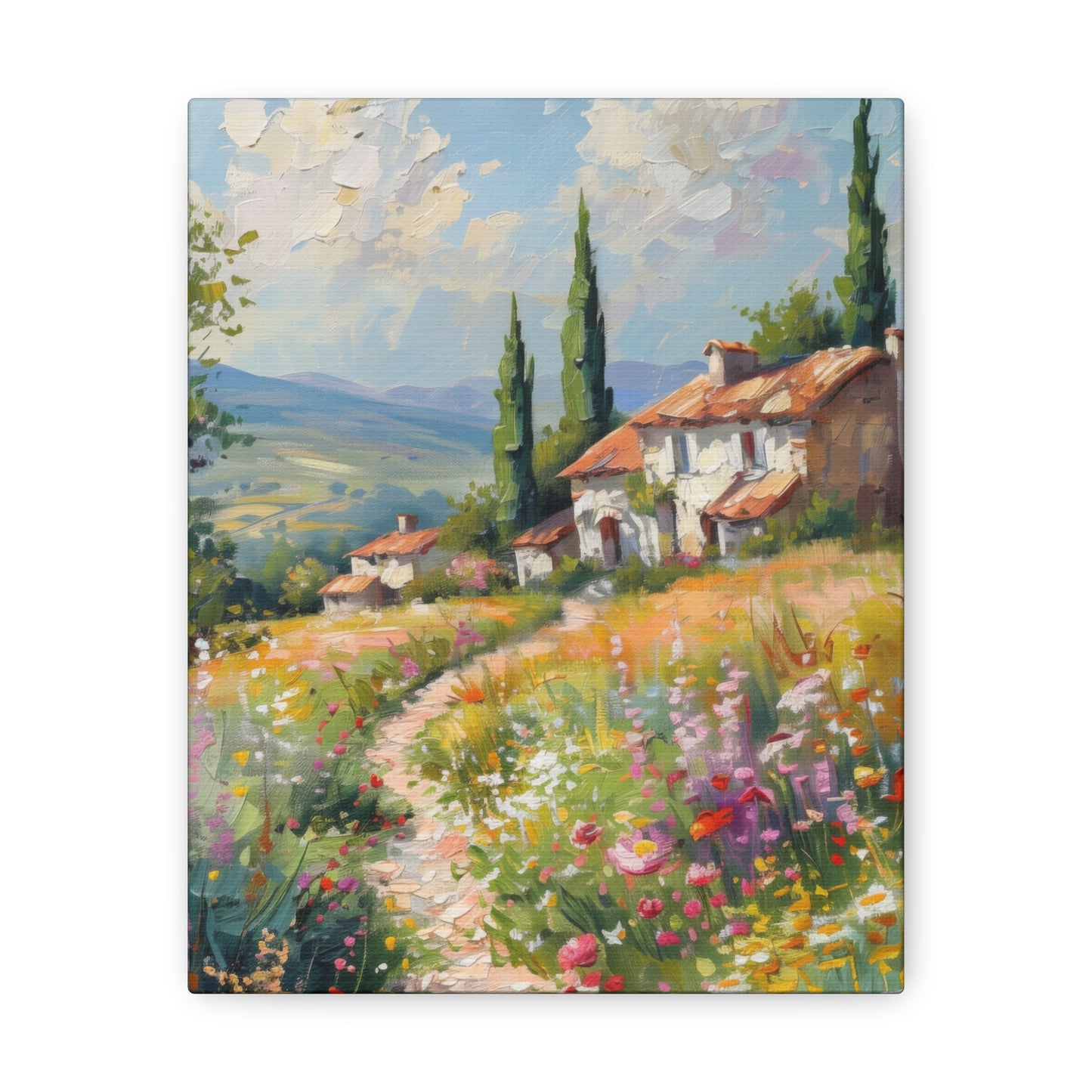 countryside house with garden in medieval times Digital Oil Painting Print Canvas Gallery Wraps