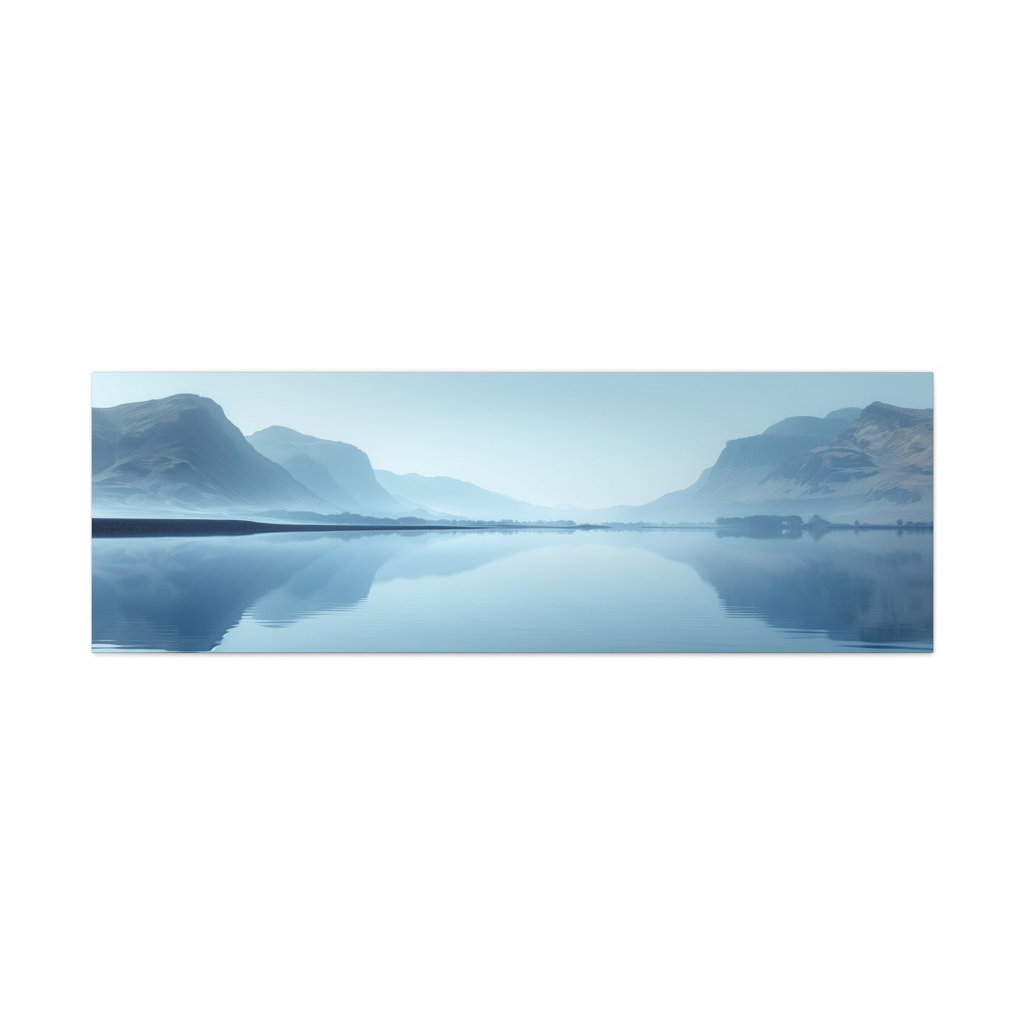 Lake Landscape with Mountains - Morning Mist Panorama Canvas Gallery Wraps