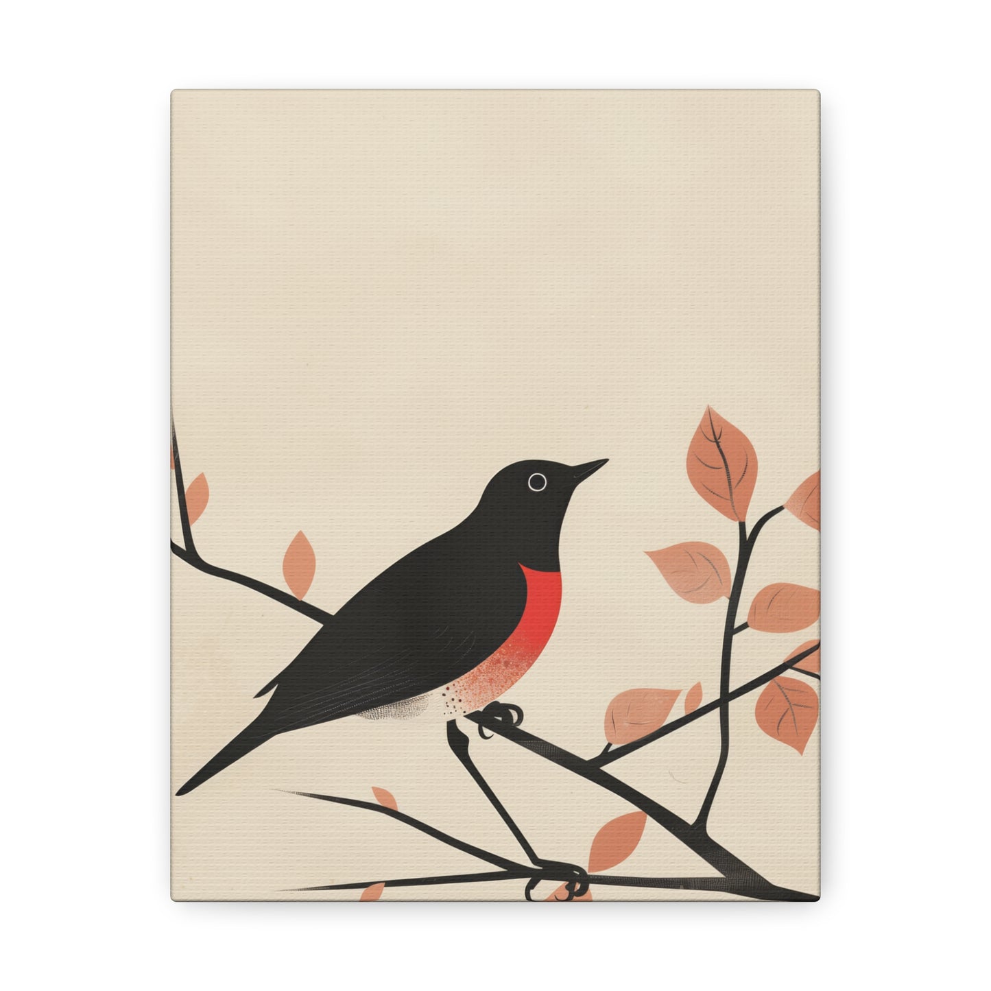 Bird siting on a tree branch Digital Illustration Canvas Gallery Wraps