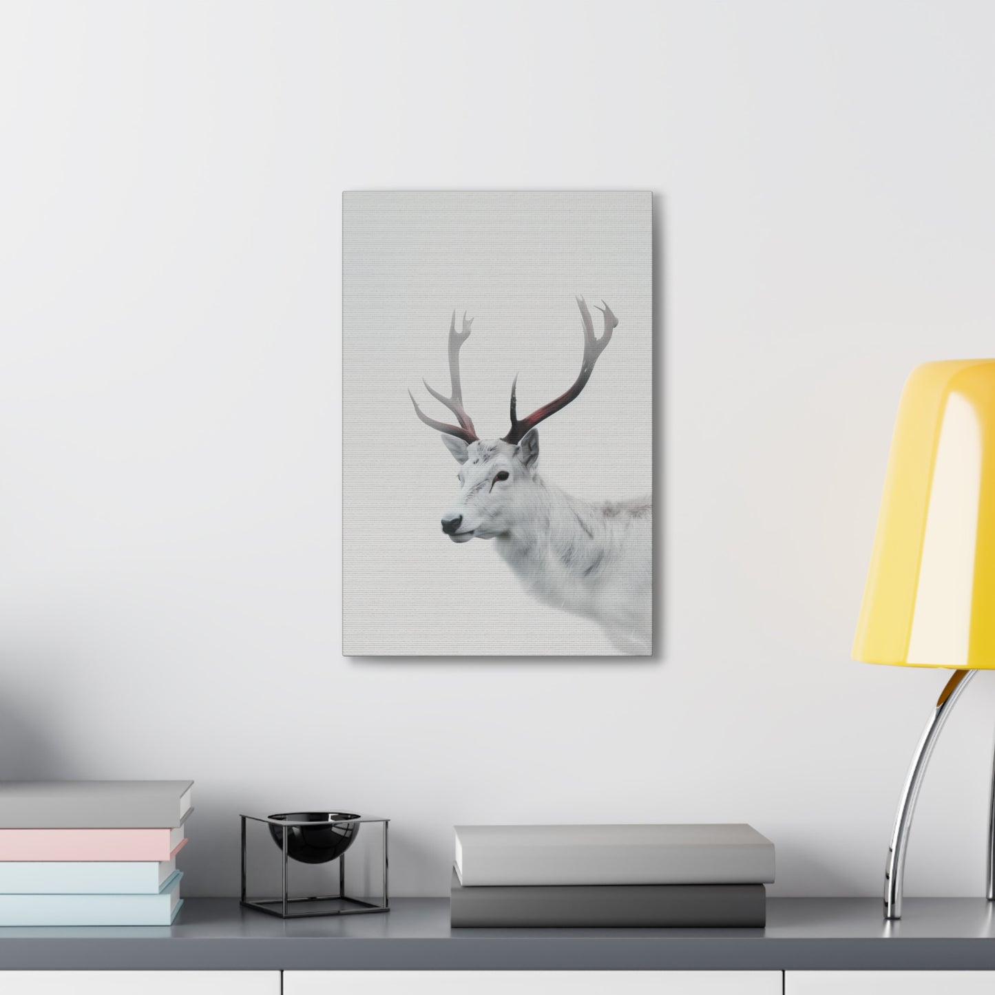 White Reindeer Digital Illustration Canvas Gallery Wraps