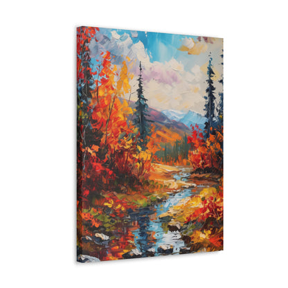 A River flows through autumn forest - Leonid Afremov Style Digital Print Canvas Gallery Wraps