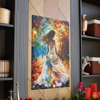 bride walking in street - Leonid Afremov Style Digital Print Canvas Gallery Wraps