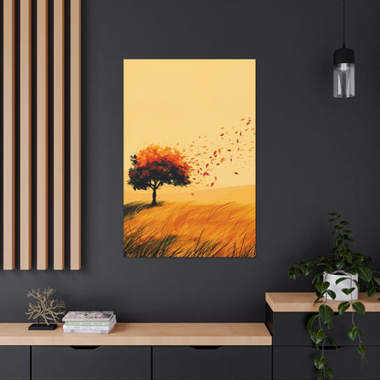 Tree in a Golden Sunset Digital Illustration Canvas Gallery Wraps