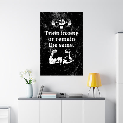 Train Insane or Remain the Same: Motivational Gym Poster - Digital Illustration Matte Vertical Poster