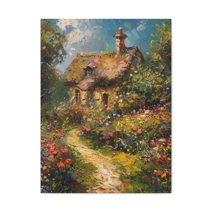 old hut in countryside vintage Digital Oil Painting Print Canvas Gallery Wraps