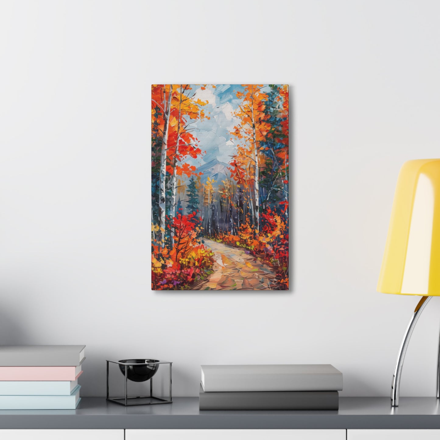 road through autumn forest - Leonid Afremov Style Digital Print Canvas Gallery Wraps