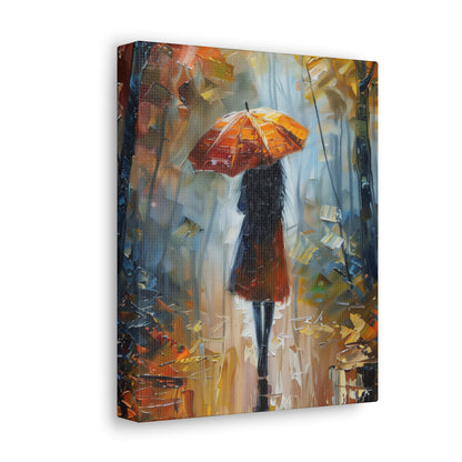 Girl Walking Under Umbrella - Leonid Afremov Style Oil Painting Canvas Gallery Wraps