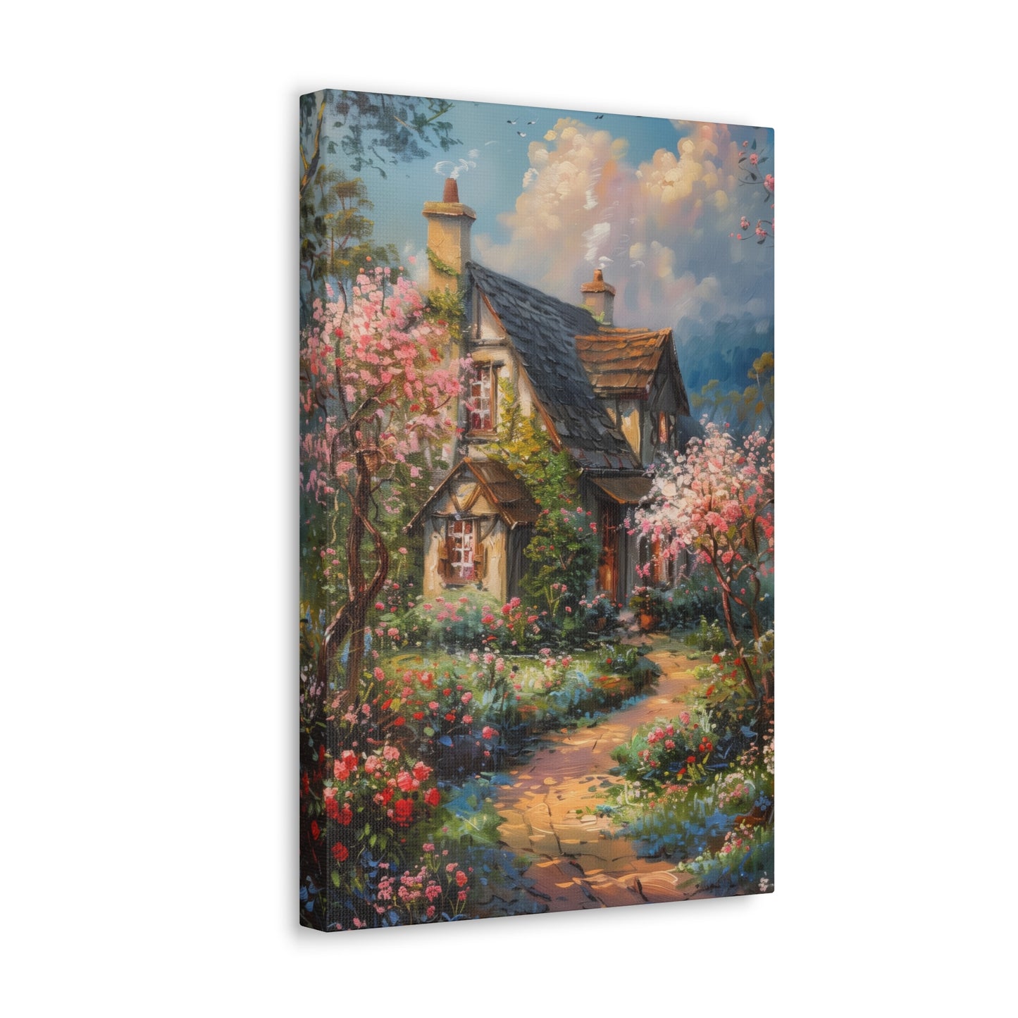 Countryside village house medieval times Digital Oil Painting Print Canvas Gallery Wraps