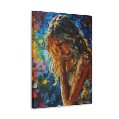 Cute Girl - Leonid Afremov Style Digital Oil Painting Canvas Gallery Wraps