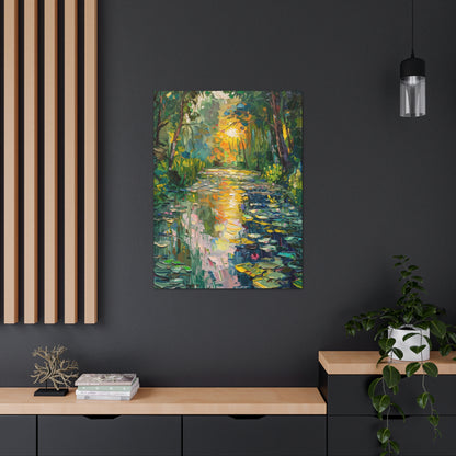 Pond in a Forest - Claude Monet Style Digital Print Canvas Gallery Wraps