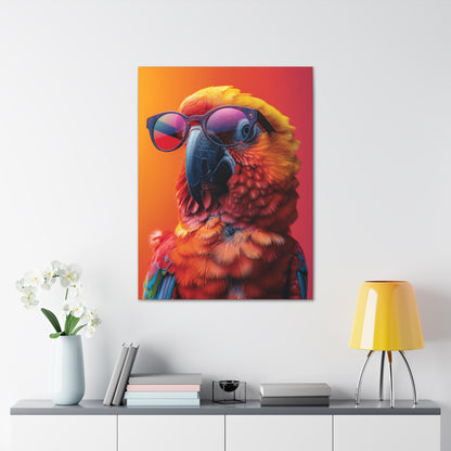 Parrot Wearing Sunglasses - Illustration Canvas Gallery Wraps