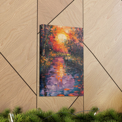 Pond in a Forest - Claude Monet Style Digital Print Canvas Gallery Wraps