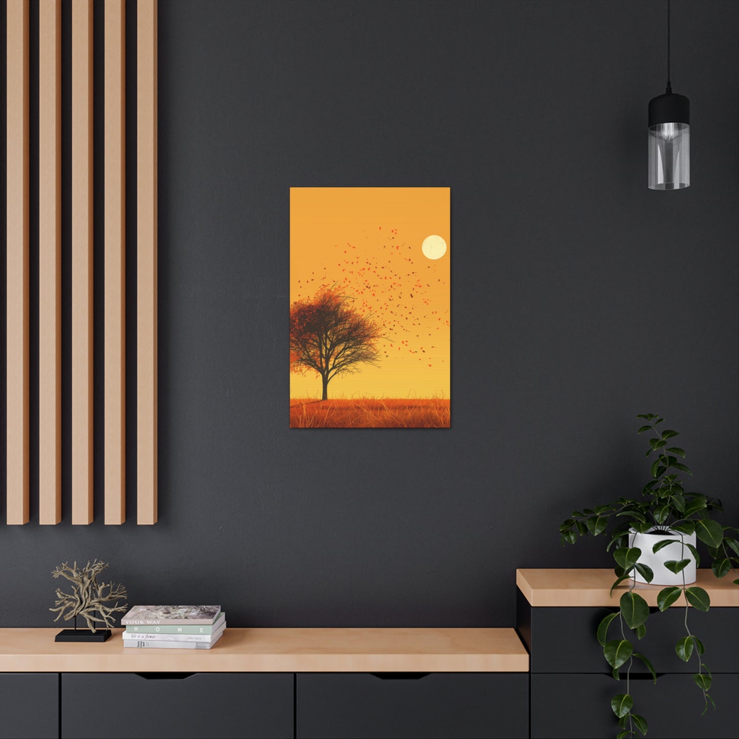 Tree in a Golden Sunset Digital Illustration Canvas Gallery Wraps