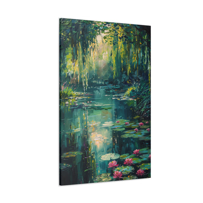 Pond in a Forest - Claude Monet Style Digital Print Canvas Gallery Wraps