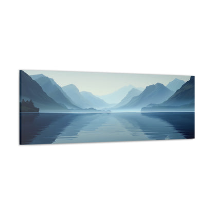 Scottish Lake Landscape - Morning Mist with Mountain Panorama Canvas Gallery Wraps